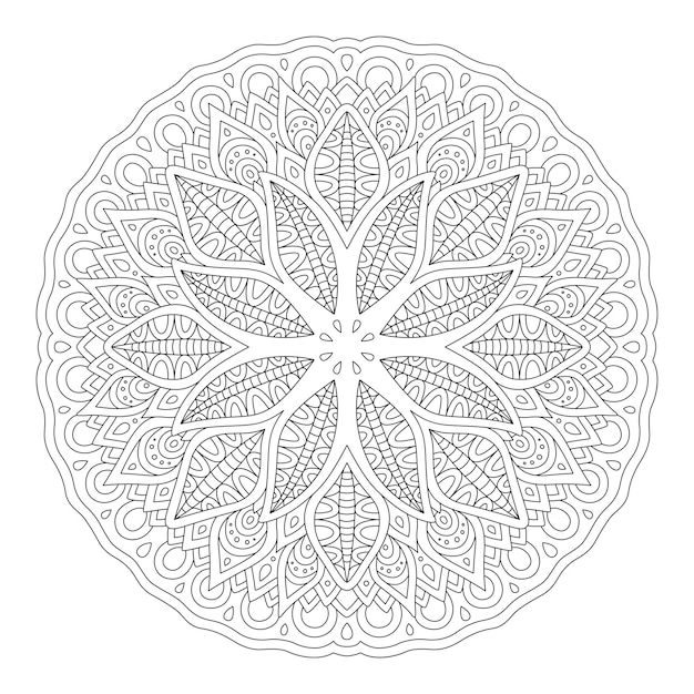 Line art for coloring book with ornate pattern