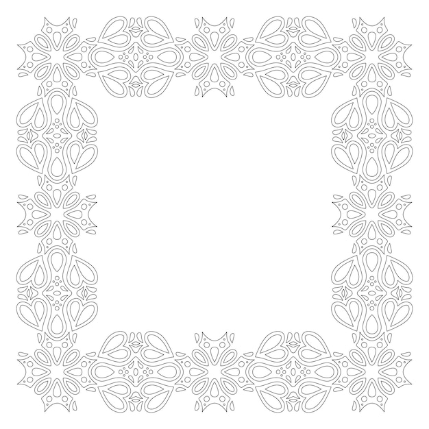 Line art for coloring book with square frame