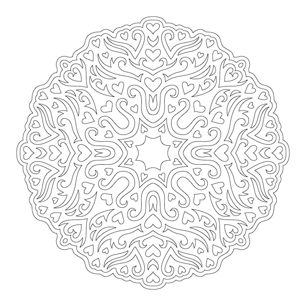 Line art for coloring book with valentine pattern