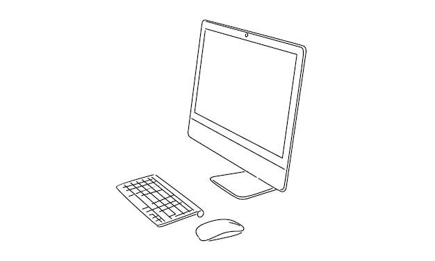 コンピューターモニター ワークデスクのイラスト