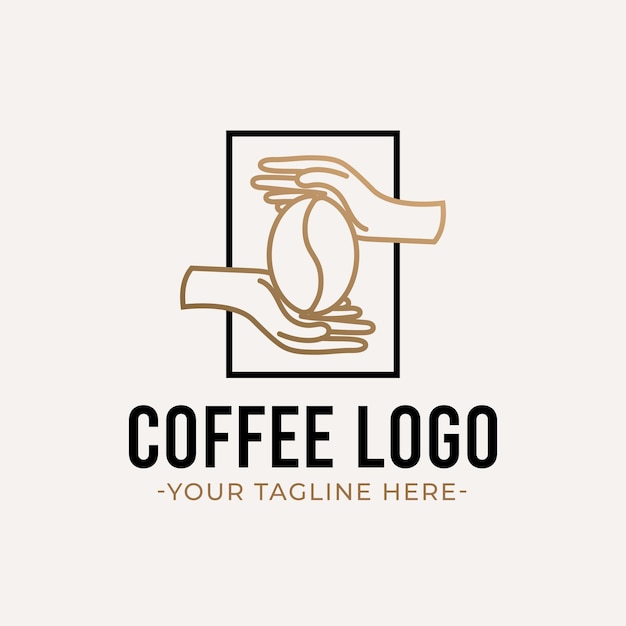 Vector line art creative hand coffee logo