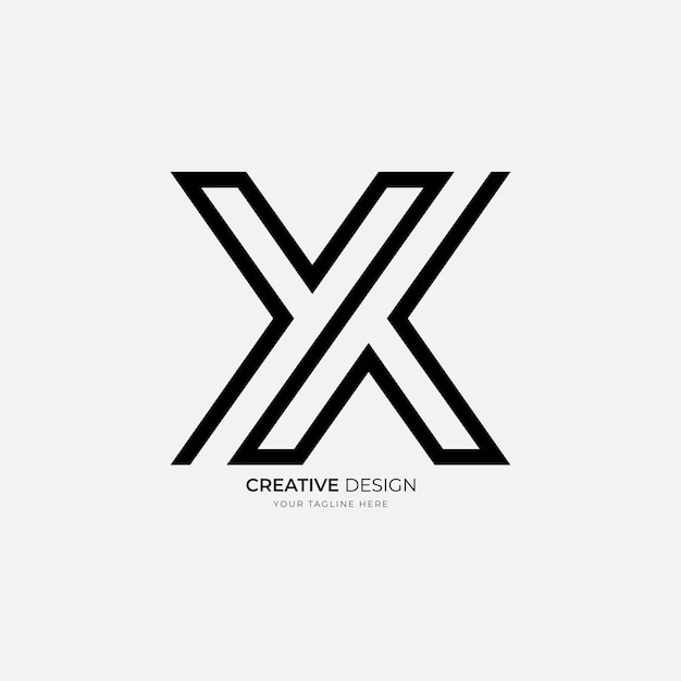 라인 아트 크리에이티브 레터 yxk 고유 모양 최소 모던 모노그램 로고