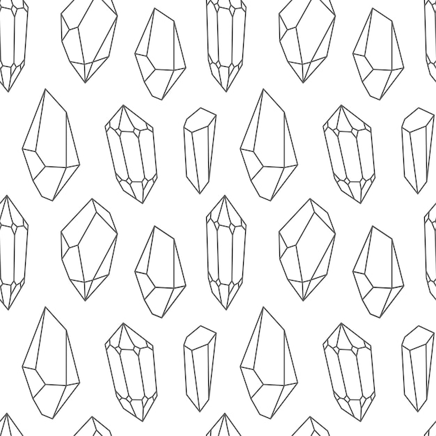 Line art crystal seamless pattern Diamonds crystals print jewelry gemstone geometrical design