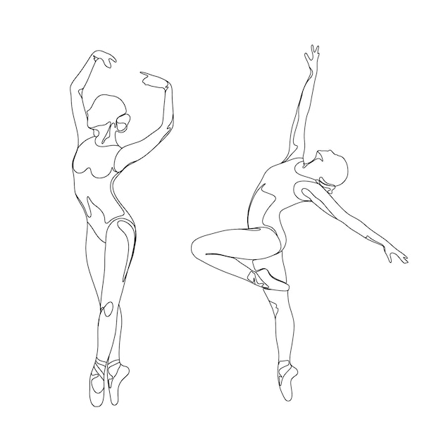 Line art dance woman Simple ballet poses