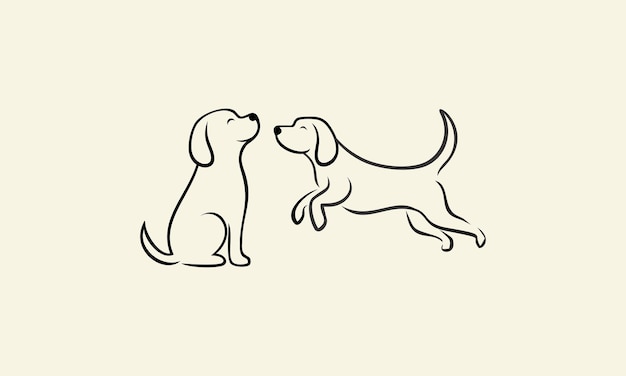 Line art dog fun logo