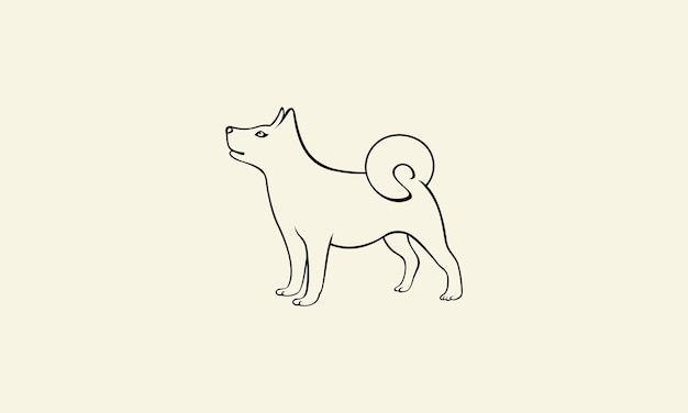 Line art dog logo template