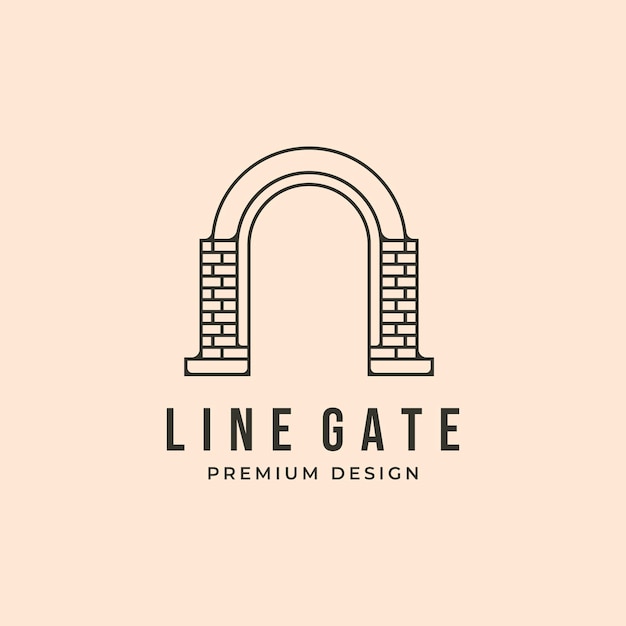 Line art door gate icon logo vector symbol illustration design