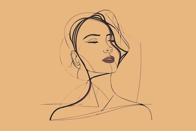 Line art drawing of beauty model Simple vector drawing Sketch portrait of graceful girl