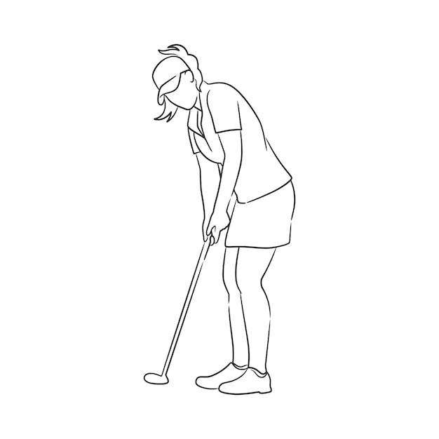 Line art drawing of golfer illustration