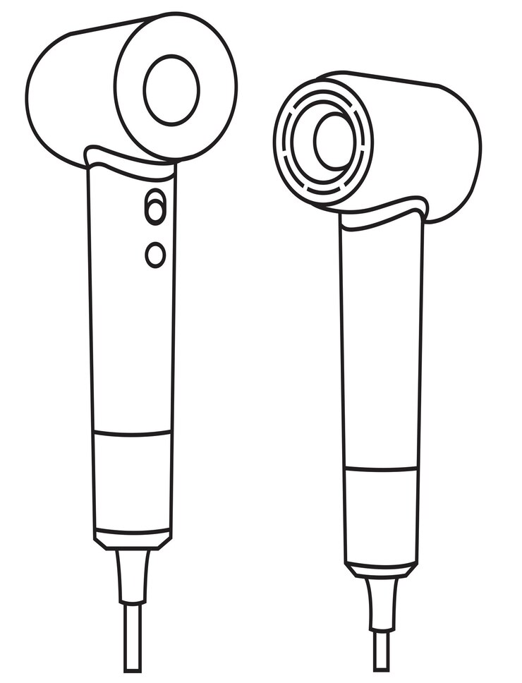 Vector line art electric hair dryer