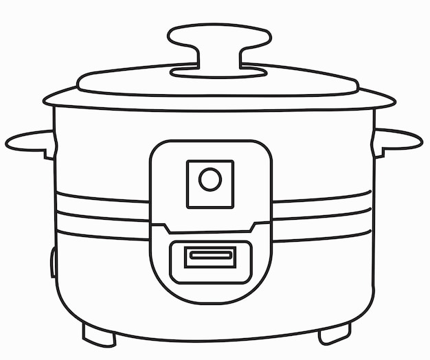 Vector line art electric rice cooker