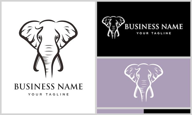 Line art elephant logo design