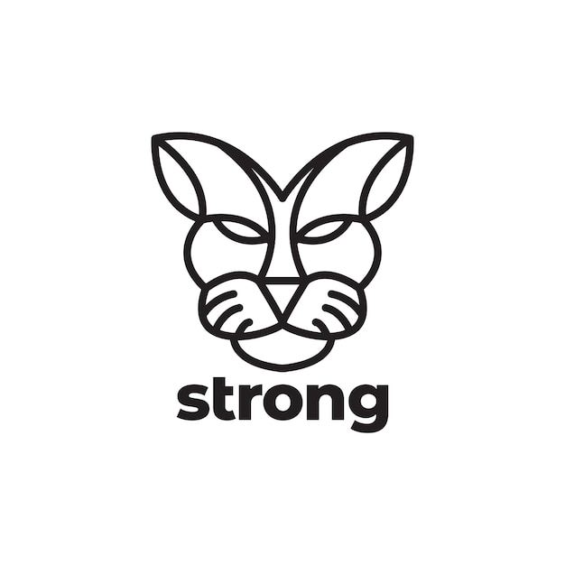 Линейное искусство лицо мультфильм тигр логотип дизайн векторный графический символ значок иллюстрации творческая идея