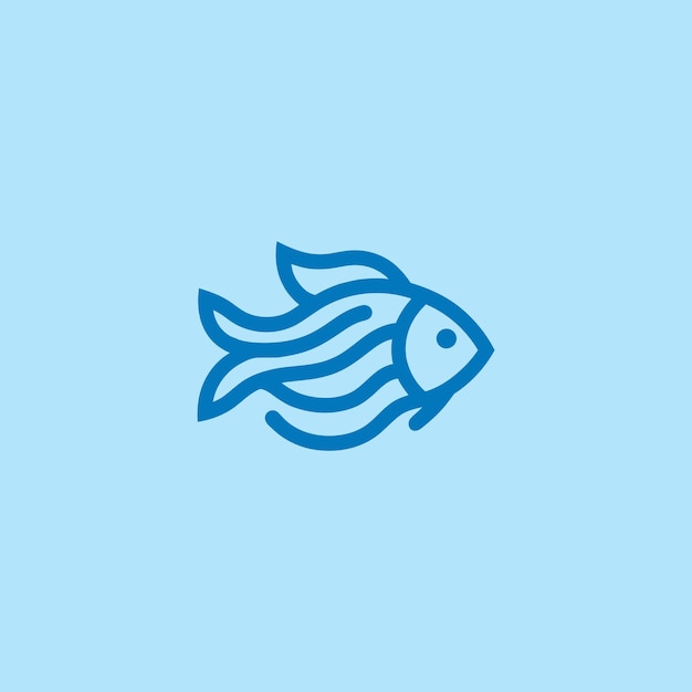 Line Art Fish Logo Een slanke vislogo in lijnkunst die fluiditeit, vrijheid en natuur symboliseert