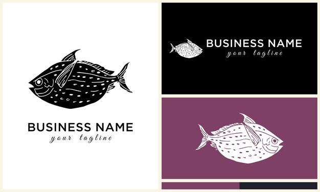 Vector line art fish logo template