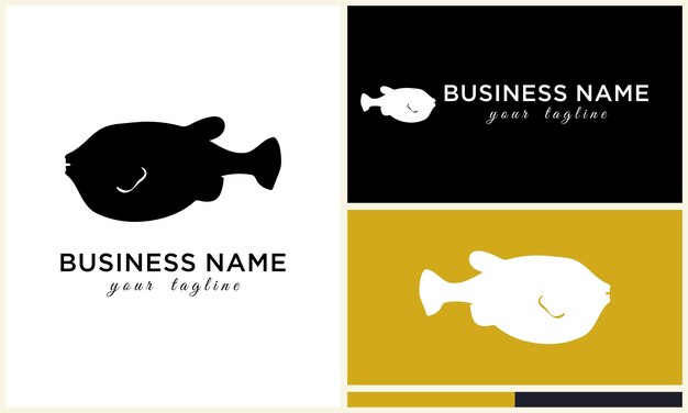 Line art fish logo template