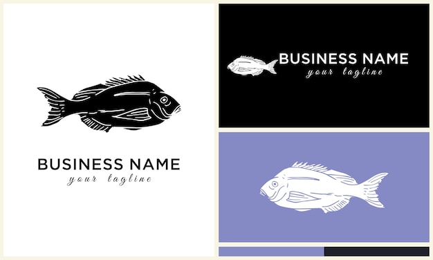 Vector line art fish logo template