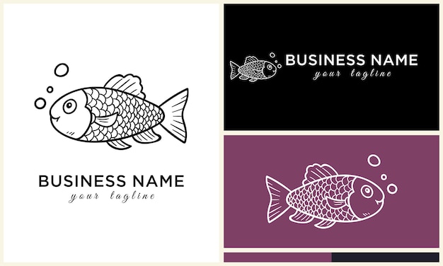 Vector line art fish logo template