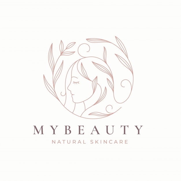 Line art floral women logo design