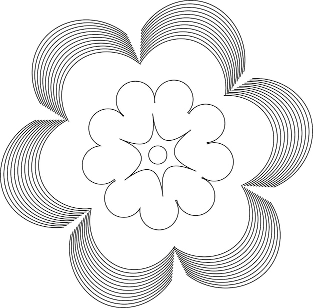 Line art flower black color without background