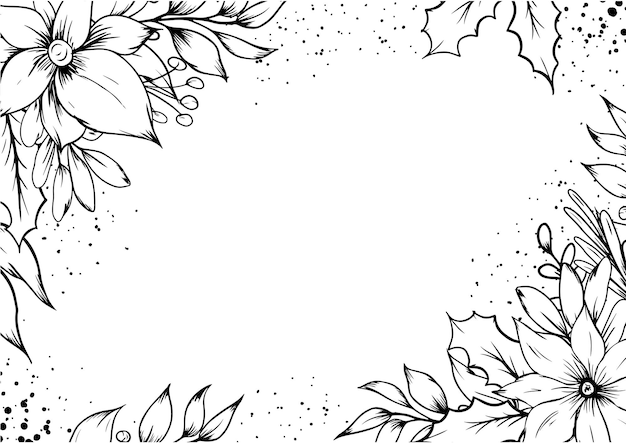 Vector line art flower frame border decoration