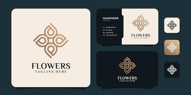 Line art flower logo vector design elements