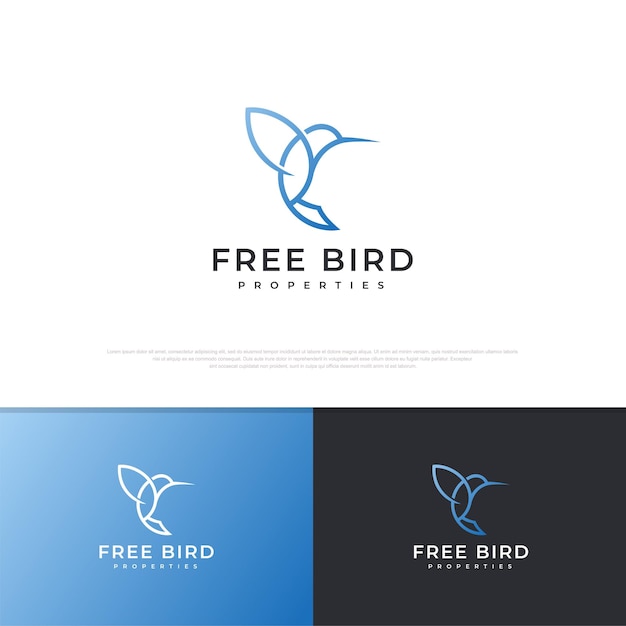 Vector line art fly bird logo design