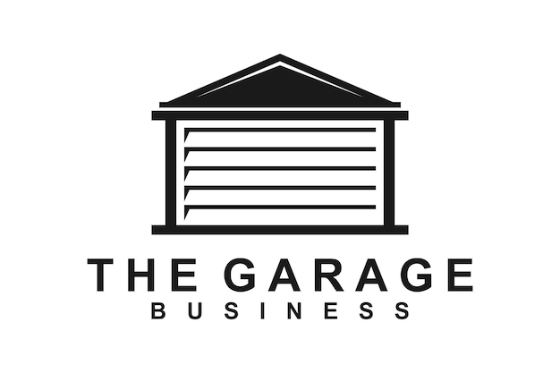 Vector line art garage logo design inspiration