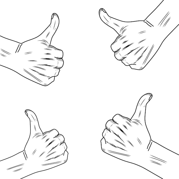 line art giving thumbs up hand gesture