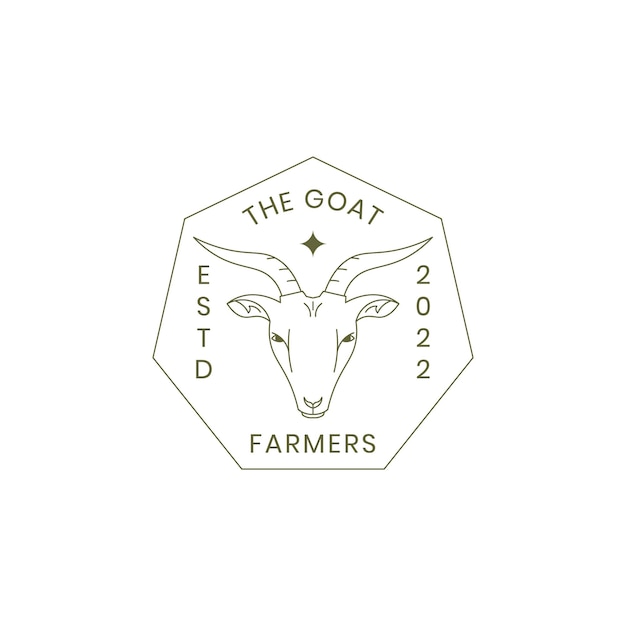 Line art of goat logo badge vector illustration design template goat with badge logo template