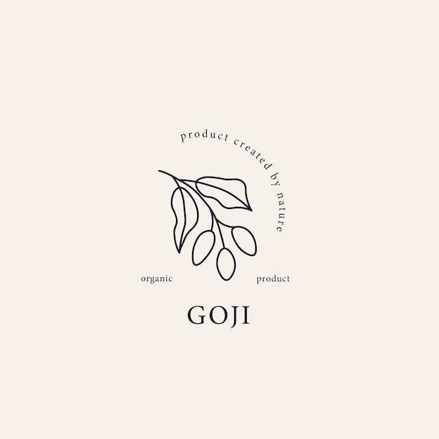 Vector line art goji branch logo