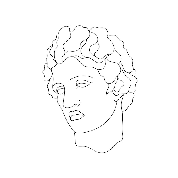 Line art greek sculpture of beautiful man aesthetic statues