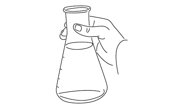 Premium Vector | Line art of hand chemical lab retorts vector illustration