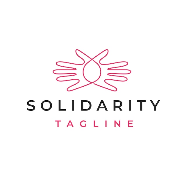 라인 아트 손 다양성 팀 커뮤니티 로고 디자인 벡터 일러스트 레이 션