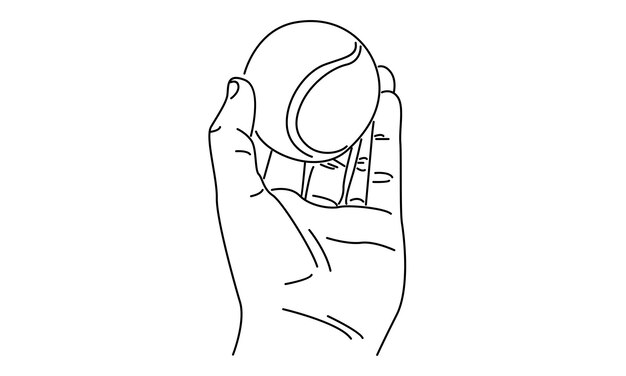 line art of hand holding baseball vector illustration