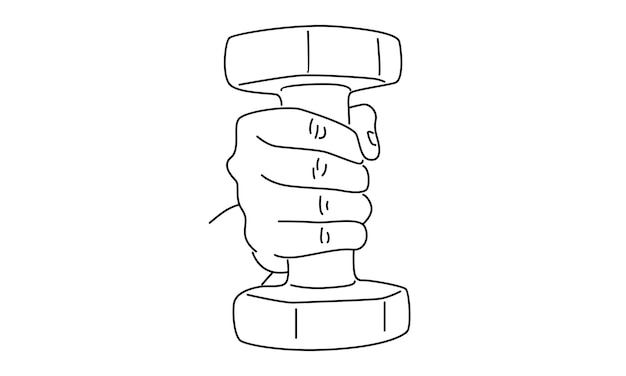 ダンベルを持つ手の線画