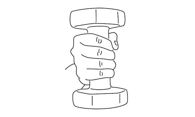 아령을 들고 손의 라인 아트