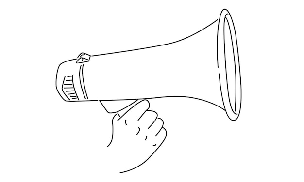 line art of hand holding megaphone vector illustration