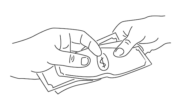 line art of hand holding money