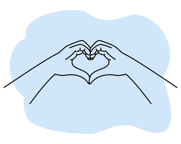 line art hand symbol of love valentine day or hearth symbol and love icon