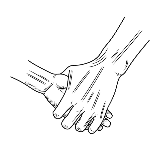 Vector line art of handshake pose hand gesture