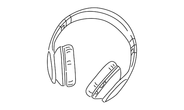 Vector line art of headphone speaker device gadget