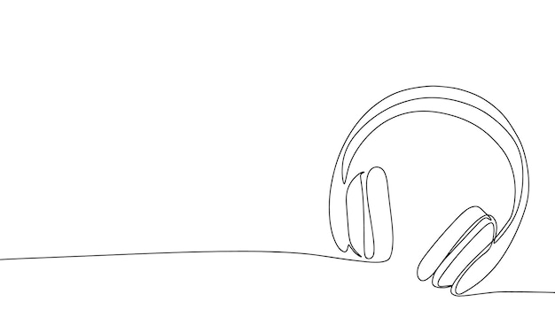 Line art headphones Isolated headphones one line continuous outline vector illustration