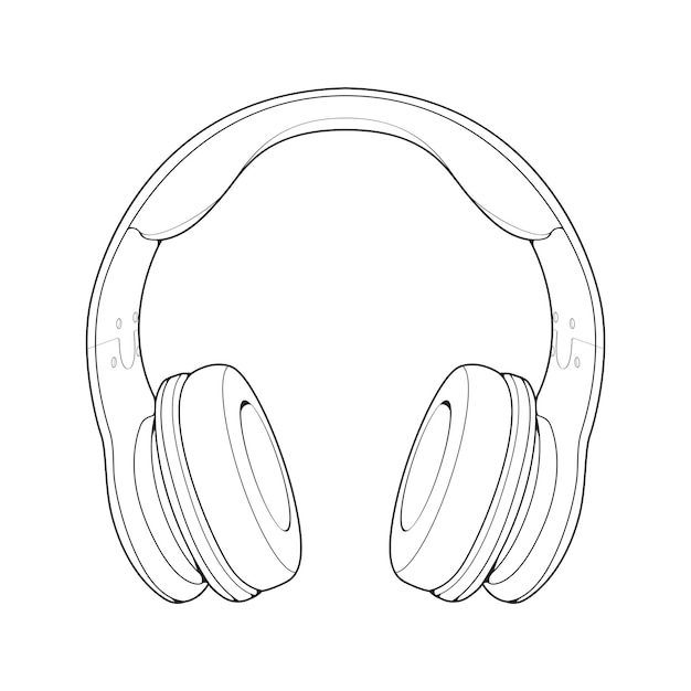 Line Art Headphones Vector Illustration Music Concept Line art vector Portable earphones