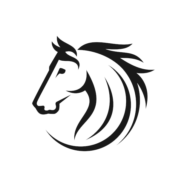 Vector line art horse head logo template vector illustration