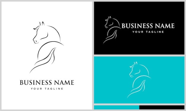 Line art horse logo design