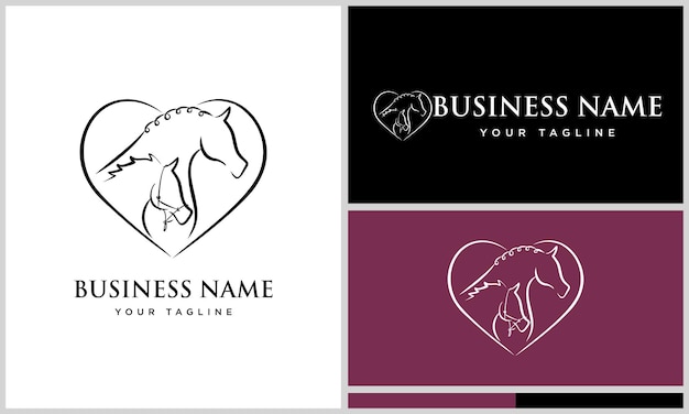 Vector line art horse logo template