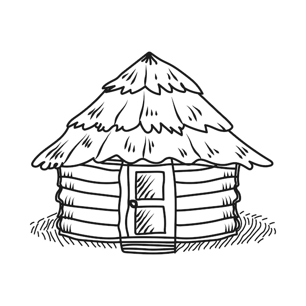 Vector line art the hut doodle art vector