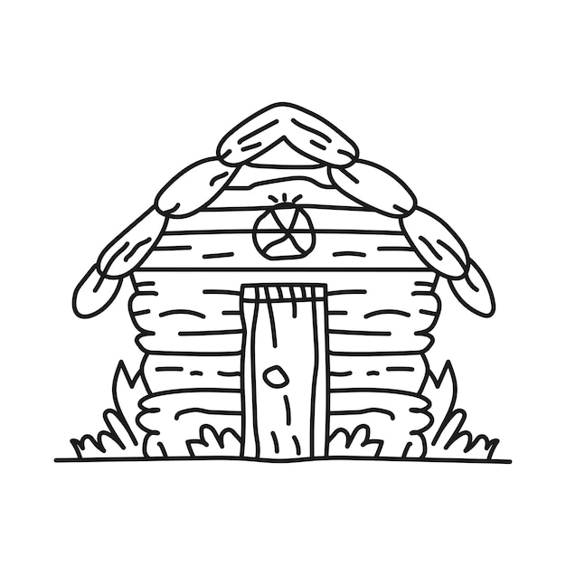 Line art The Hut doodle art vector