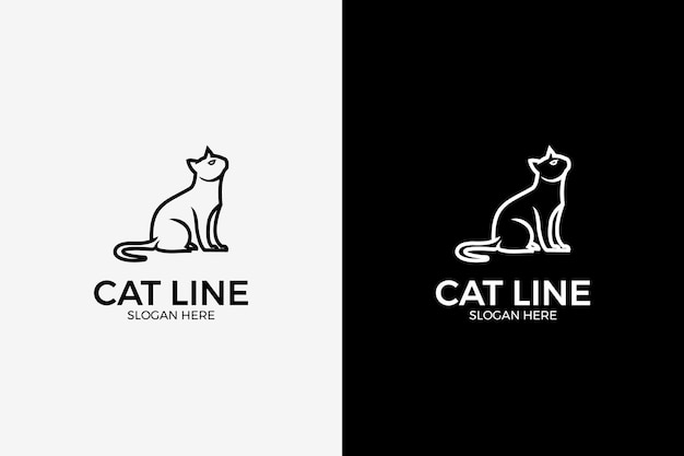 고양이의 라인 아트 아이콘 로고